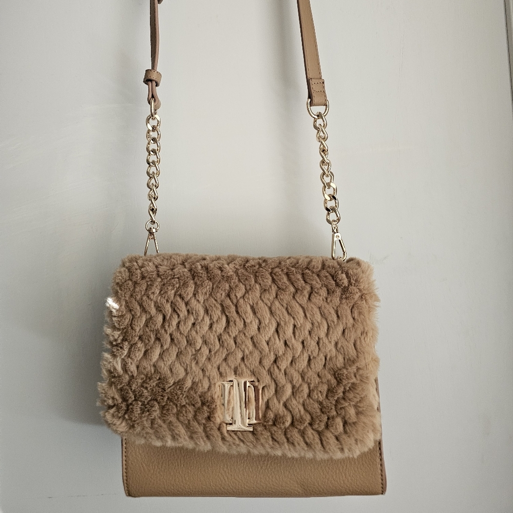 Faux Fur Tan Shoulder Bag